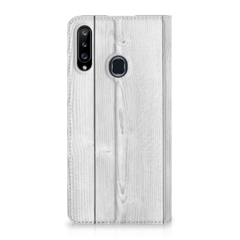 Samsung Galaxy A20s Book Wallet Case White Wood - B2C Telecom