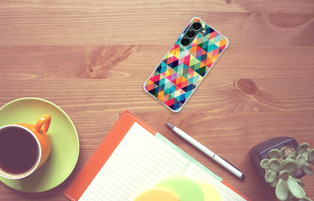 Samsung Galaxy S23 Plus Doorzichtige Silicone Hoesje Geruit B2C Telecom