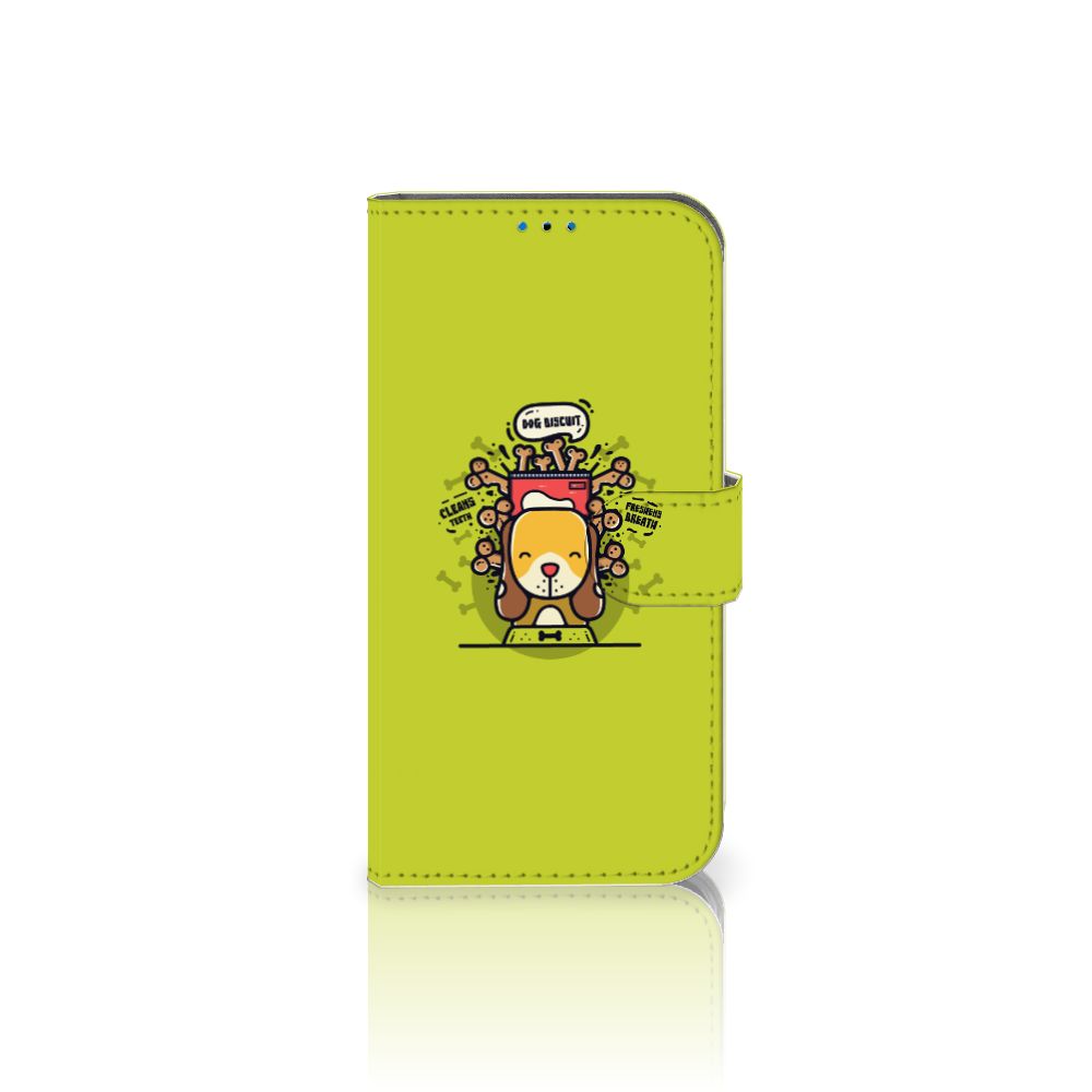 iPhone 14 Pro Leuk Hoesje Doggy Biscuit met schattige doggy print en vakjes voor pasjes 💚