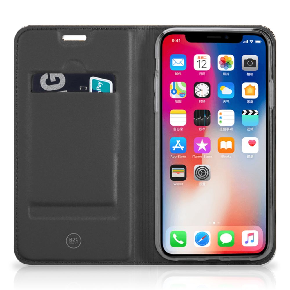 Apple iPhone Xr Book Wallet Case Donker Hout