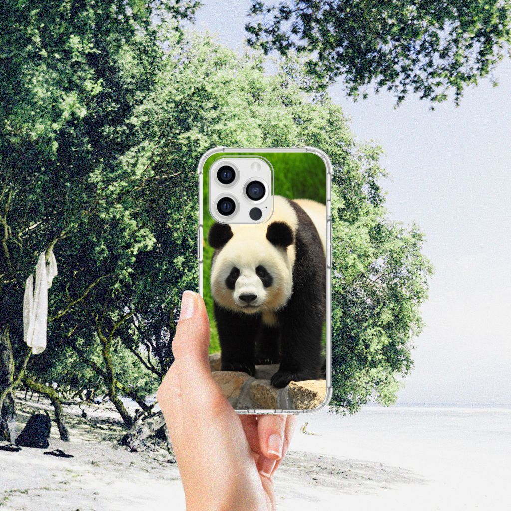 iPhone 13 Pro Max Case Anti-shock Panda met panda afbeelding in natuurlijke omgeving🌿.