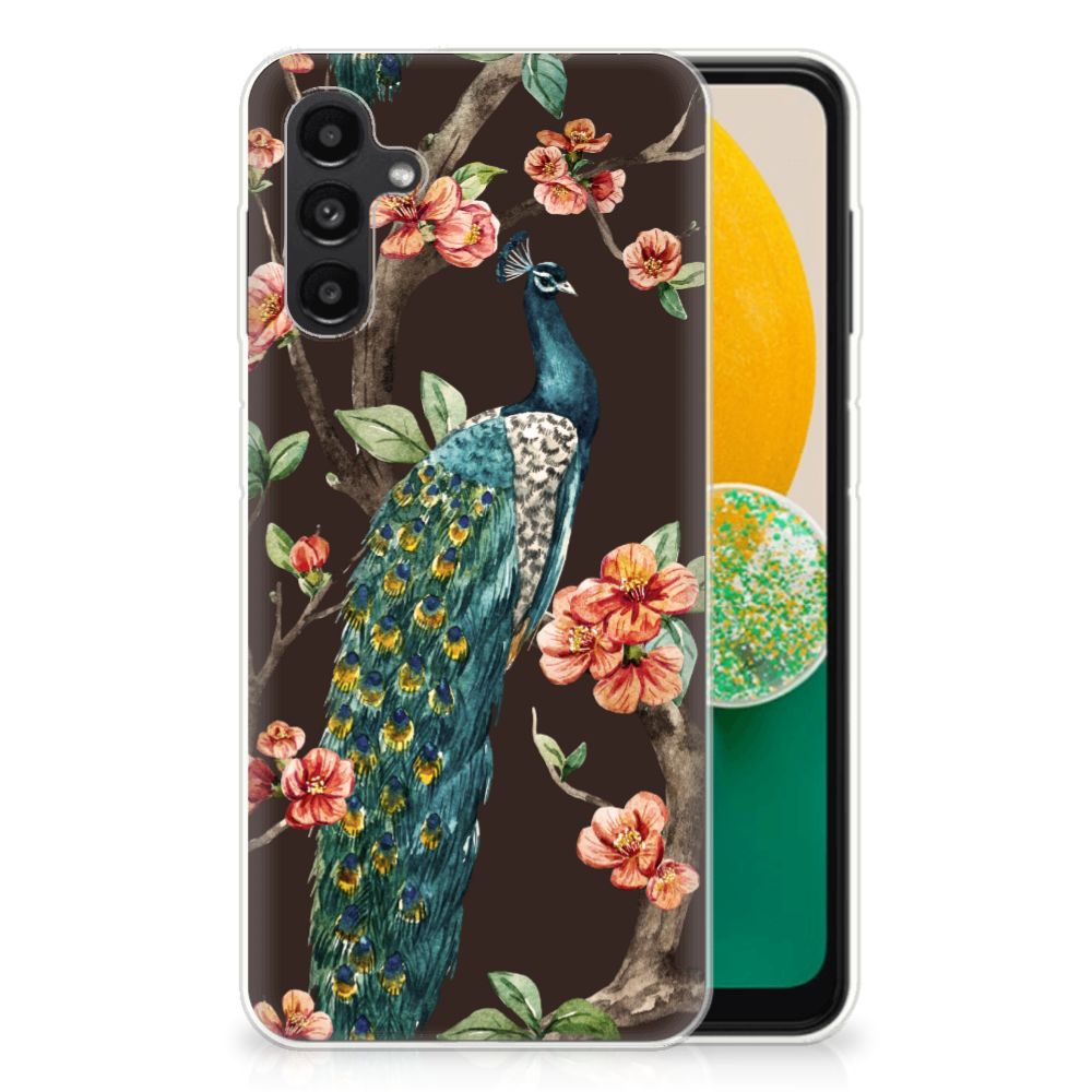 Samsung Galaxy A13 | A04s TPU Hoesje Pauw met Bloemen