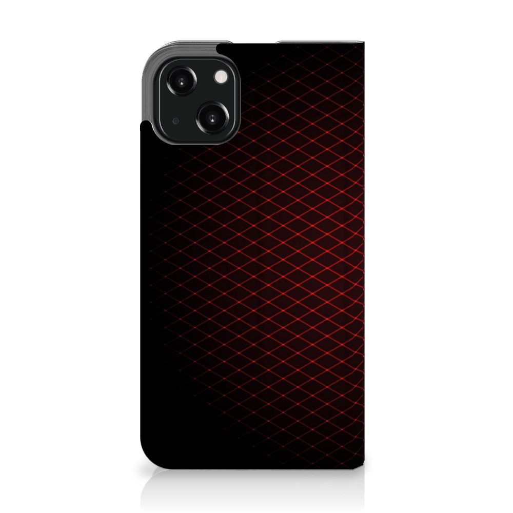 iPhone 13 Hoesje met Magneet Geruit Rood