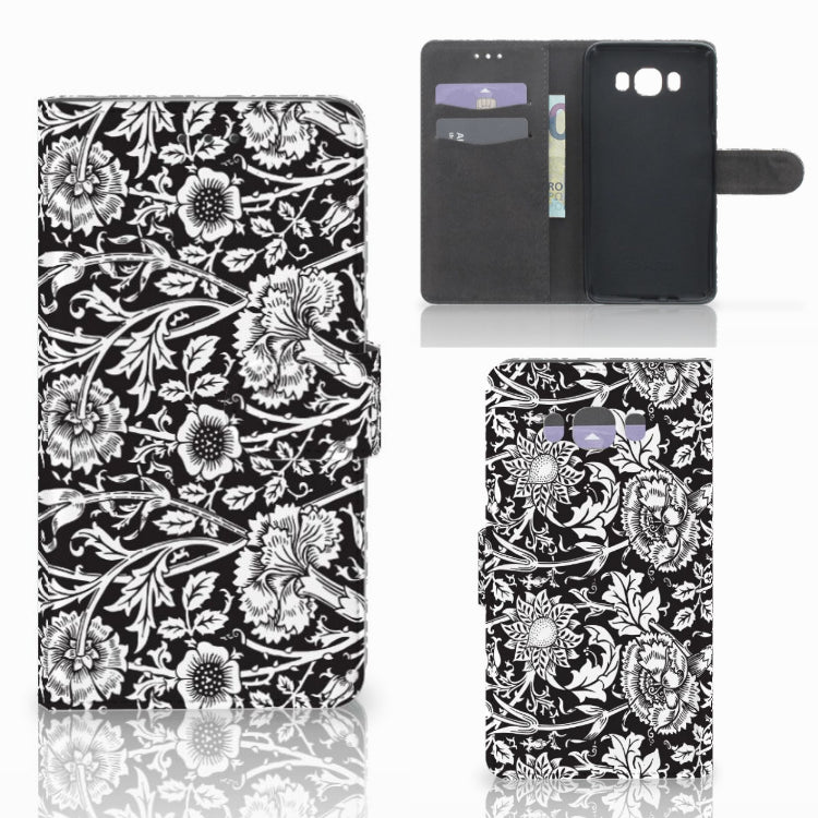 Samsung Galaxy J7 2016 Hoesje Black Flowers