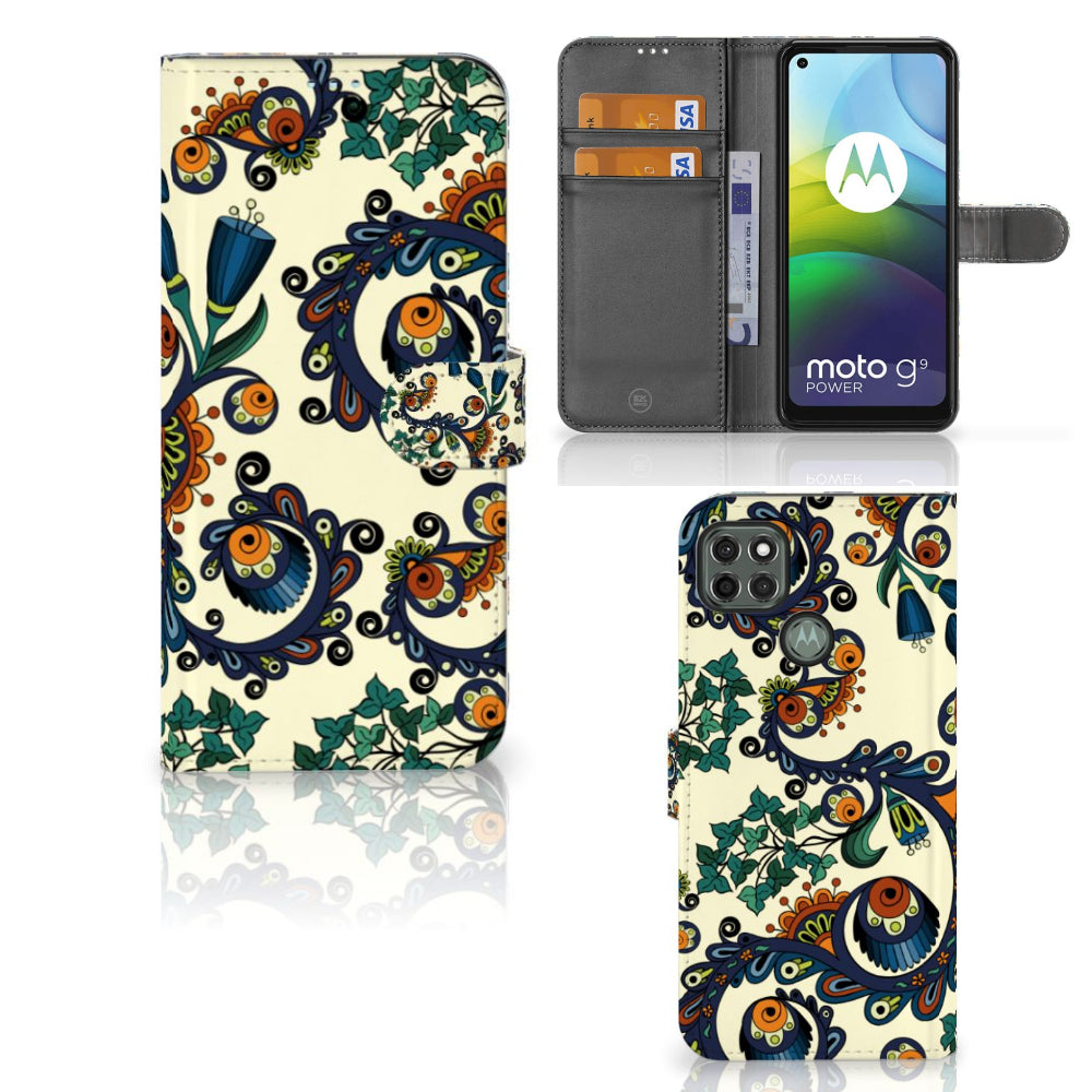 Wallet Case Motorola Moto G9 Power Barok Flower