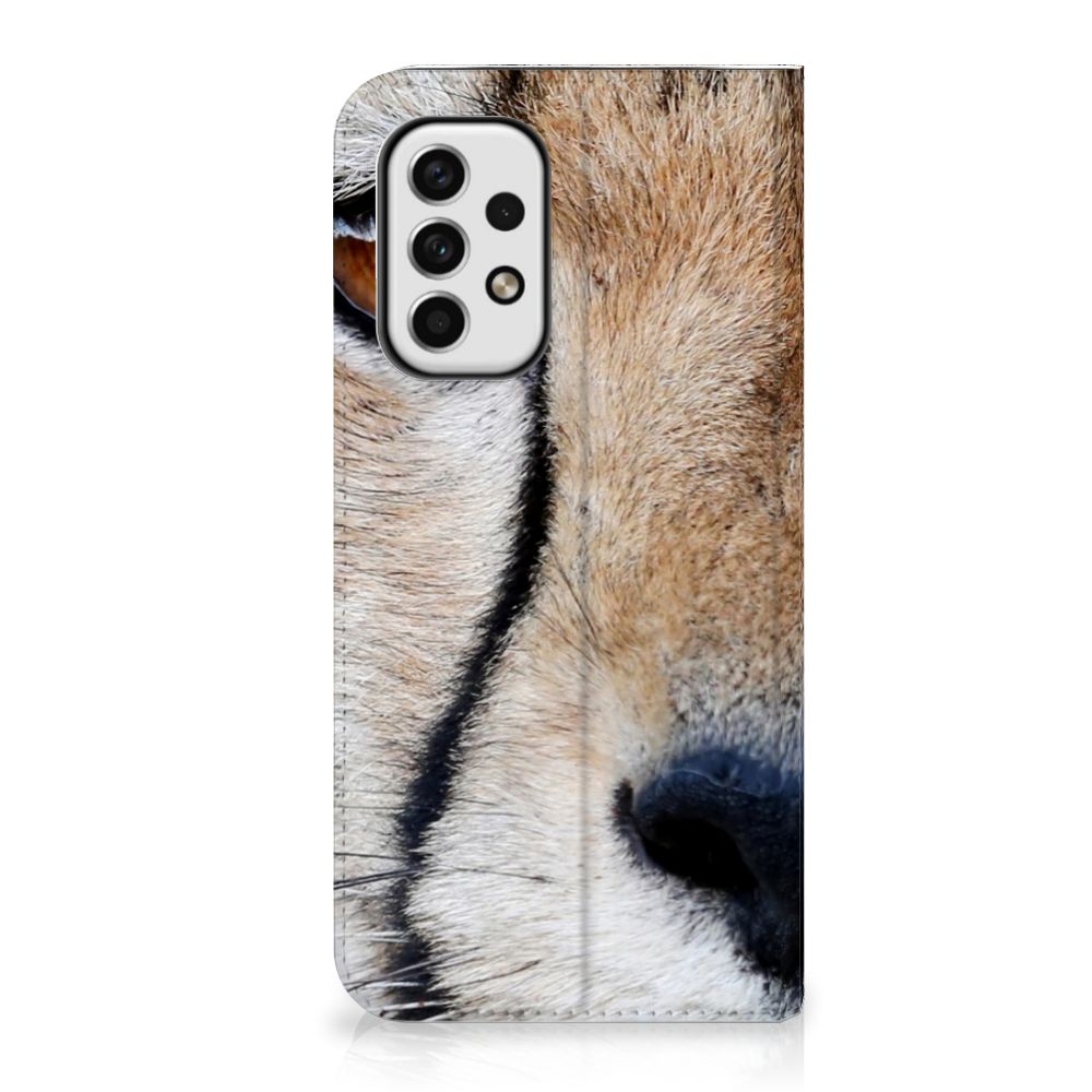 Samsung Galaxy A23 Hoesje maken Cheetah met close-up afbeelding van een cheetah kop