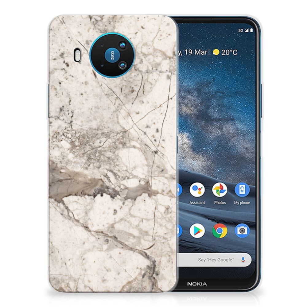 Nokia 8.3 TPU Siliconen Hoesje Marmer Beige