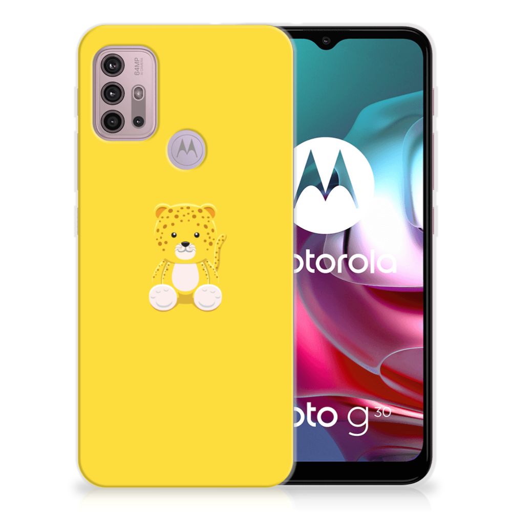 Motorola Moto G30 | G10 Telefoonhoesje met Naam Baby Leopard