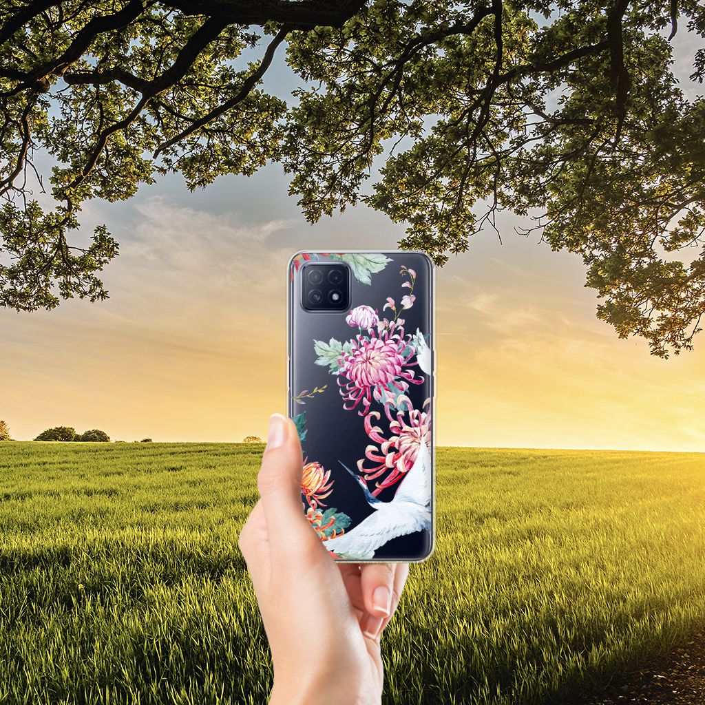 OPPO A53 5G | OPPO A73 5G TPU Hoesje Bird Flowers