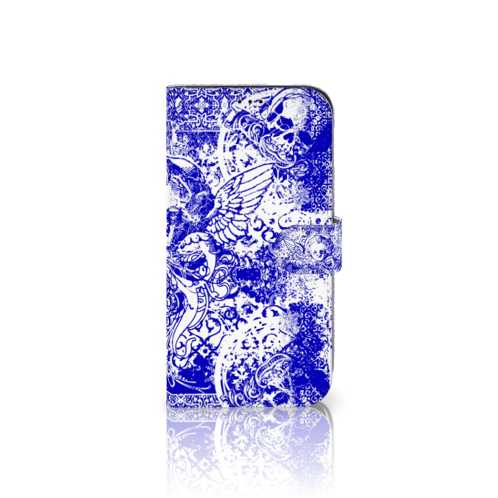 Telefoonhoesje met Naam iPhone 13 Pro Max Angel Skull Blauw