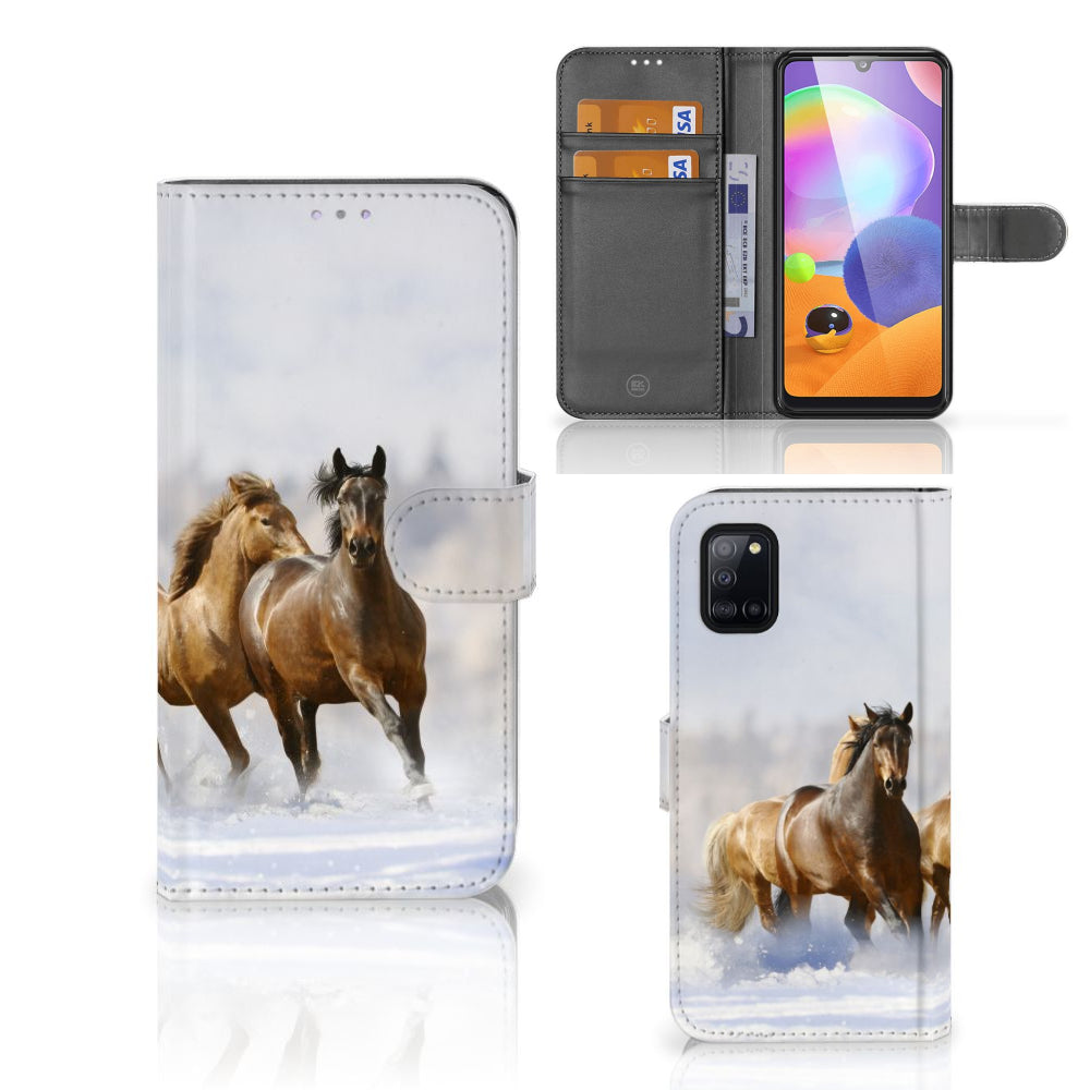 Samsung Galaxy A31 Telefoonhoesje met Pasjes Paarden