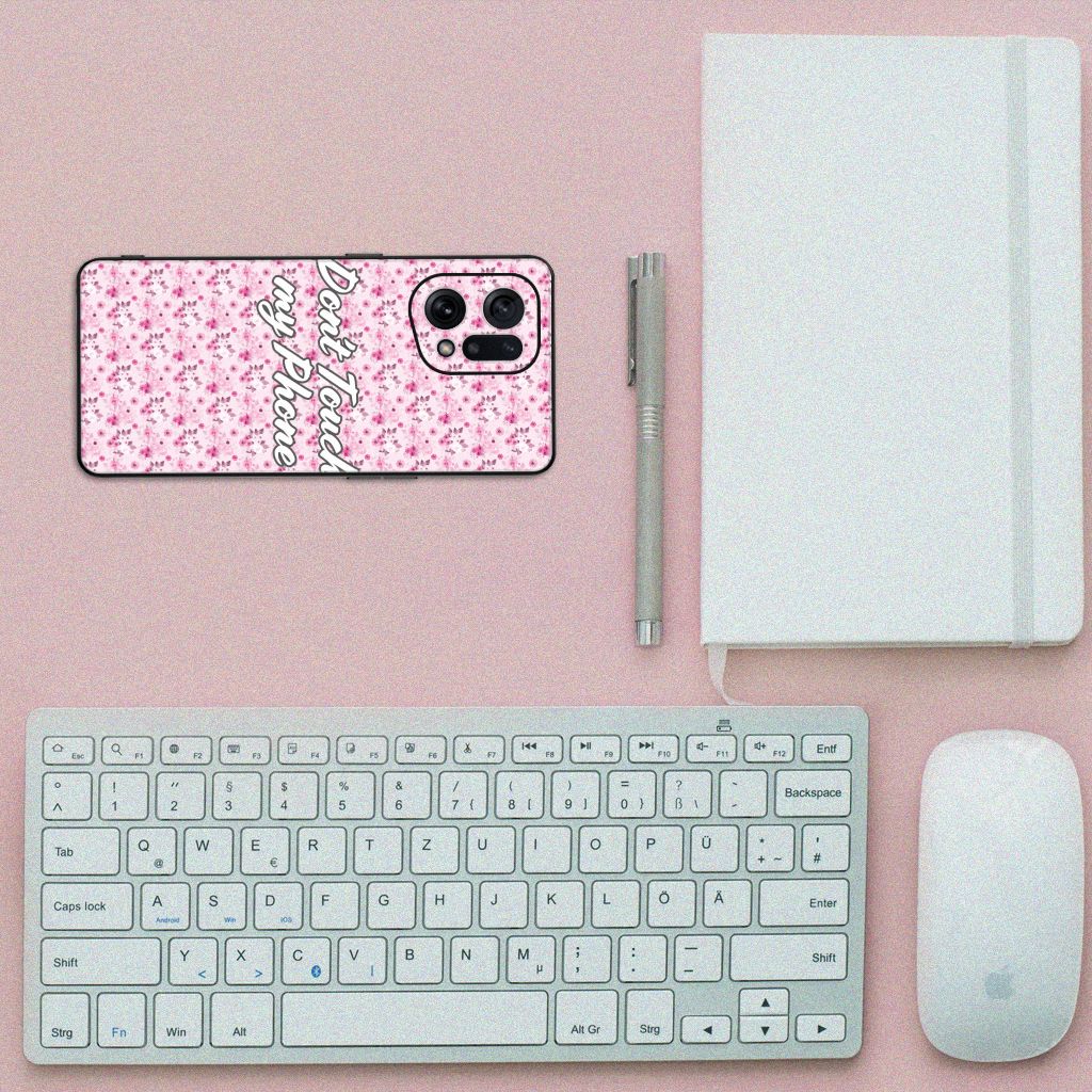 OPPO Find X5 Telefoon Hoesje Flowers Pink DTMP B2C Telecom