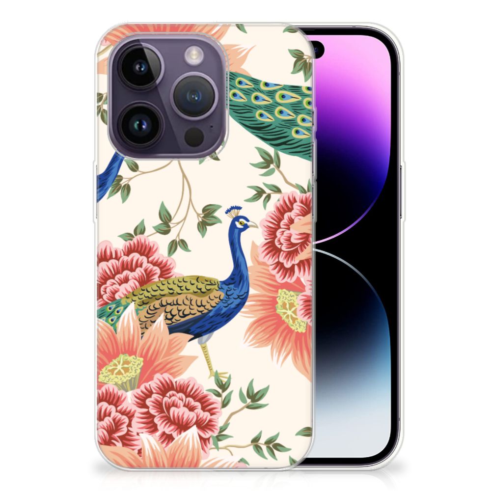 TPU Hoesje voor Apple iPhone 14 Pro Pink Peacock B2C Telecom