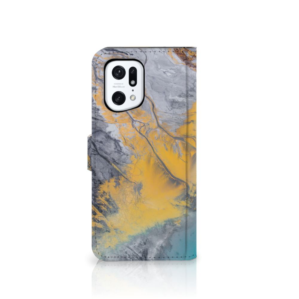 OPPO Find X5 Pro Bookcase Marble Blue Gold