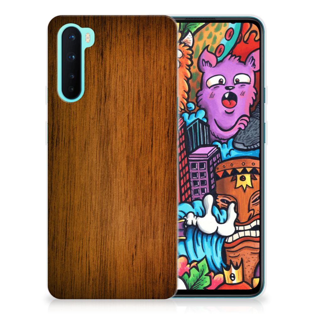 OnePlus Nord Bumper Hoesje Donker Hout