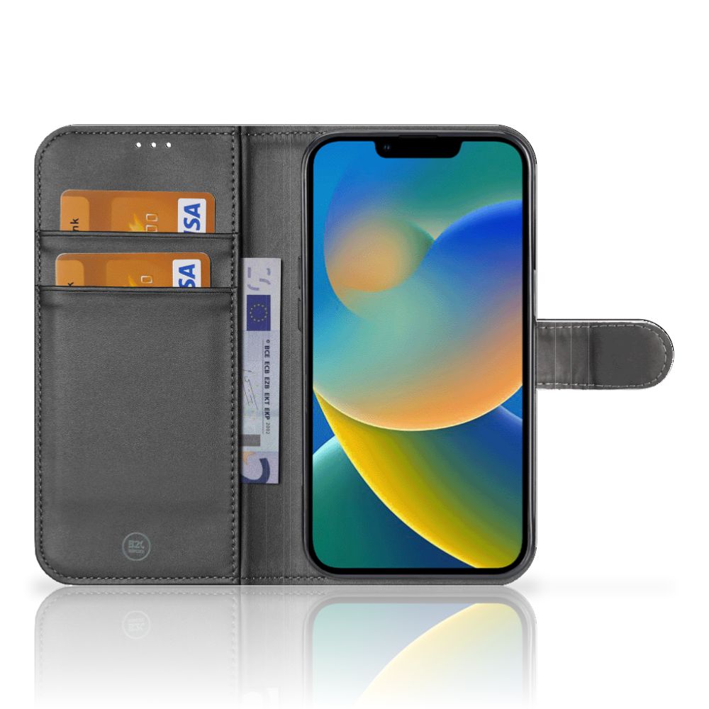 iPhone 14 Plus Telefoon Hoesje Geruit Rood met ruimte voor 3 pasjes en strak design