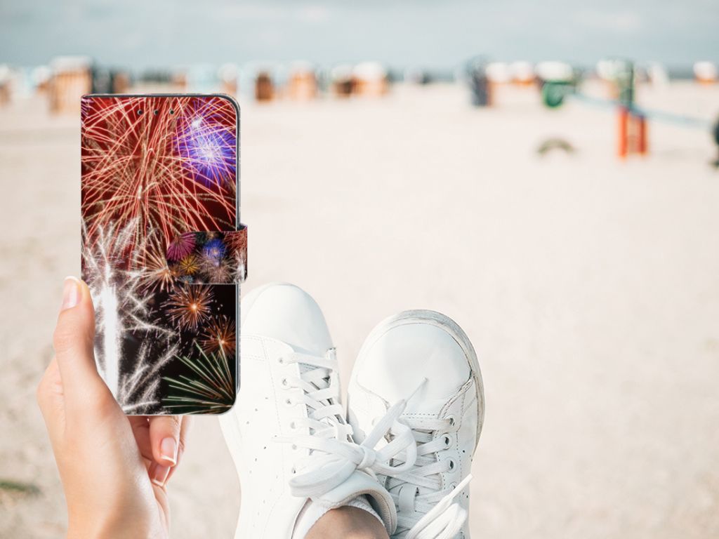Xiaomi Redmi 8A Wallet Case met Pasjes Vuurwerk