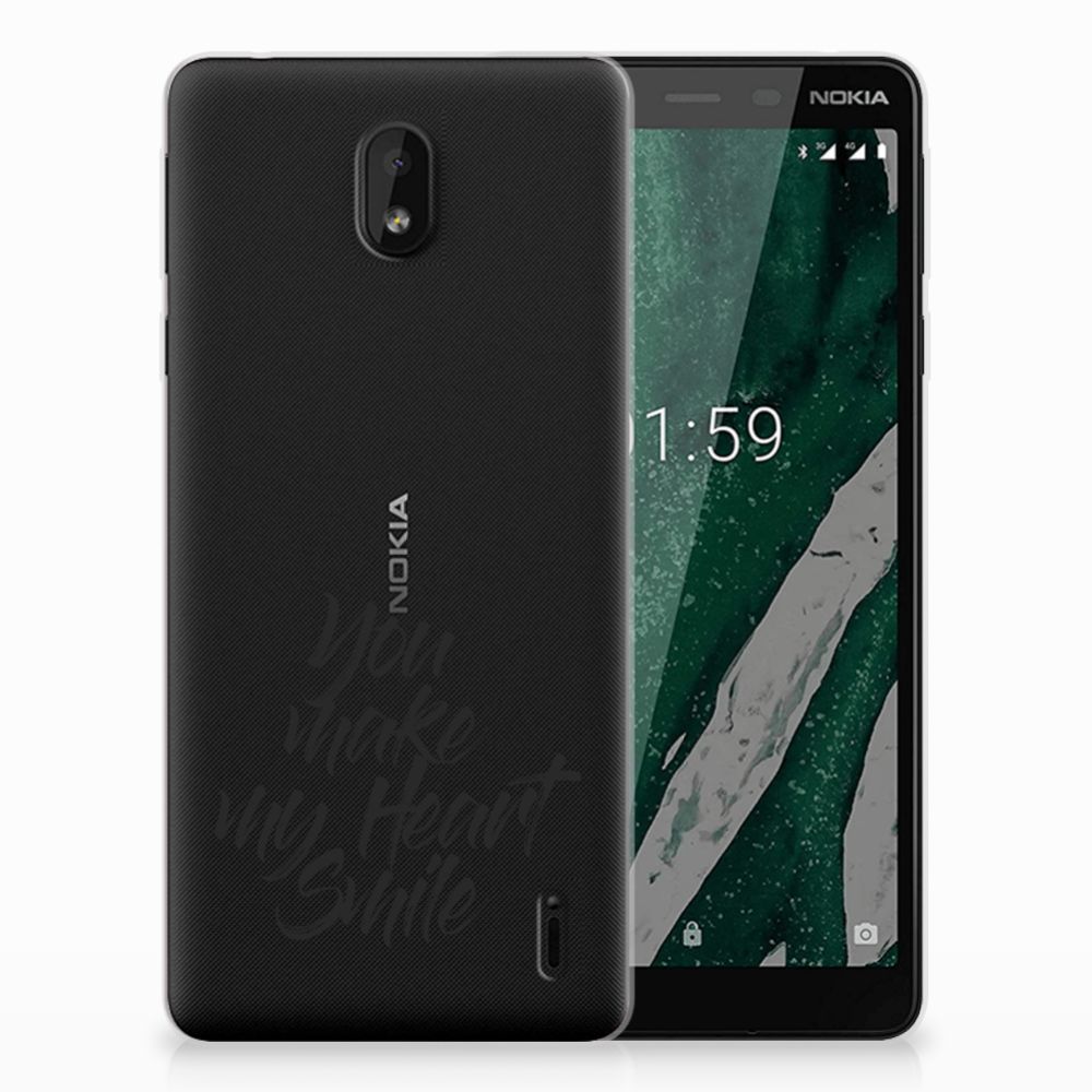 Nokia 1 Plus Siliconen hoesje met naam Heart Smile