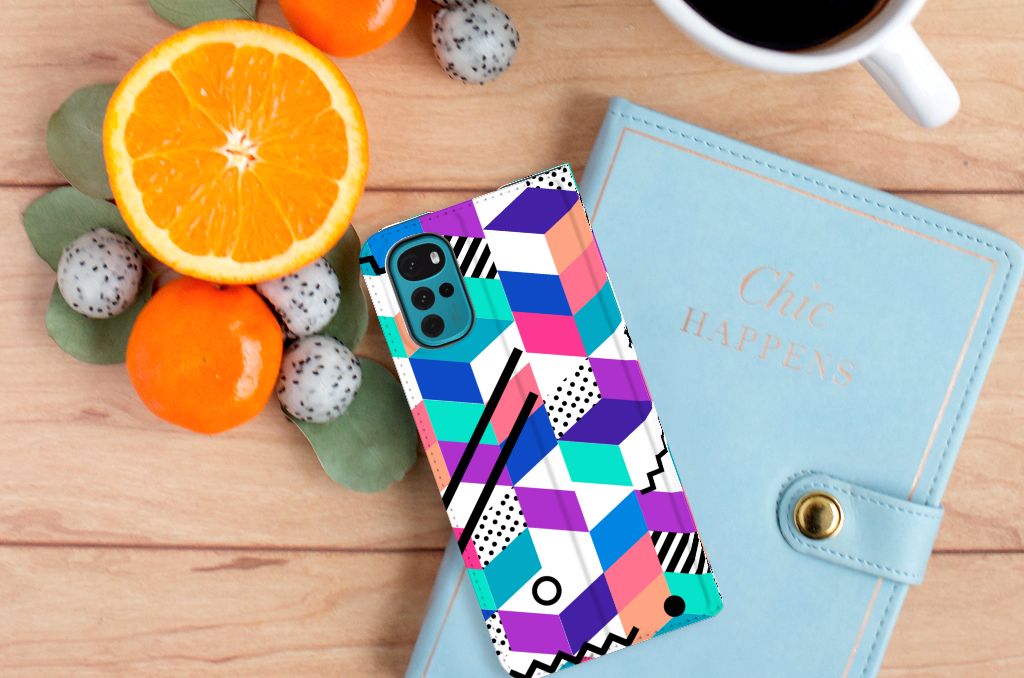 Motorola Moto G22 Stand Case Blokken Kleurrijk - B2C Telecom