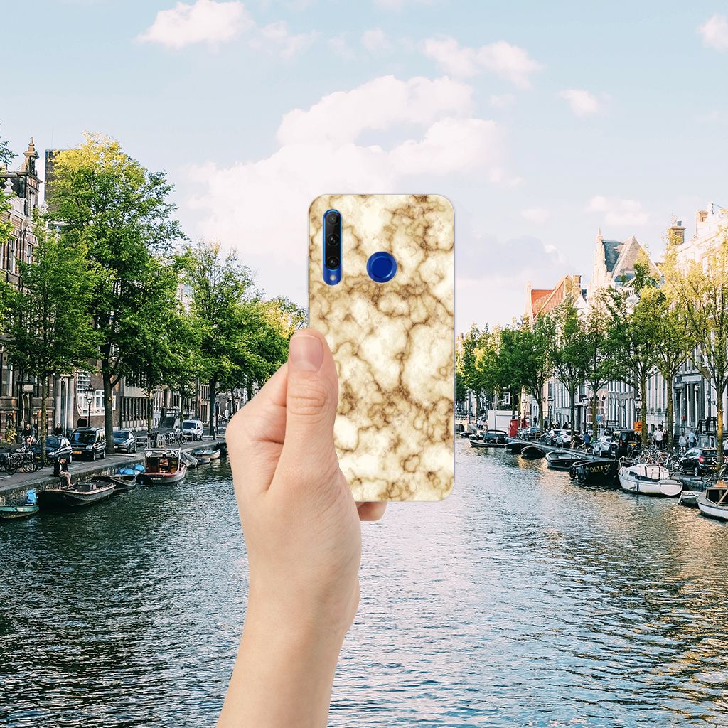 Honor 20 Lite TPU Siliconen Hoesje Marmer Goud