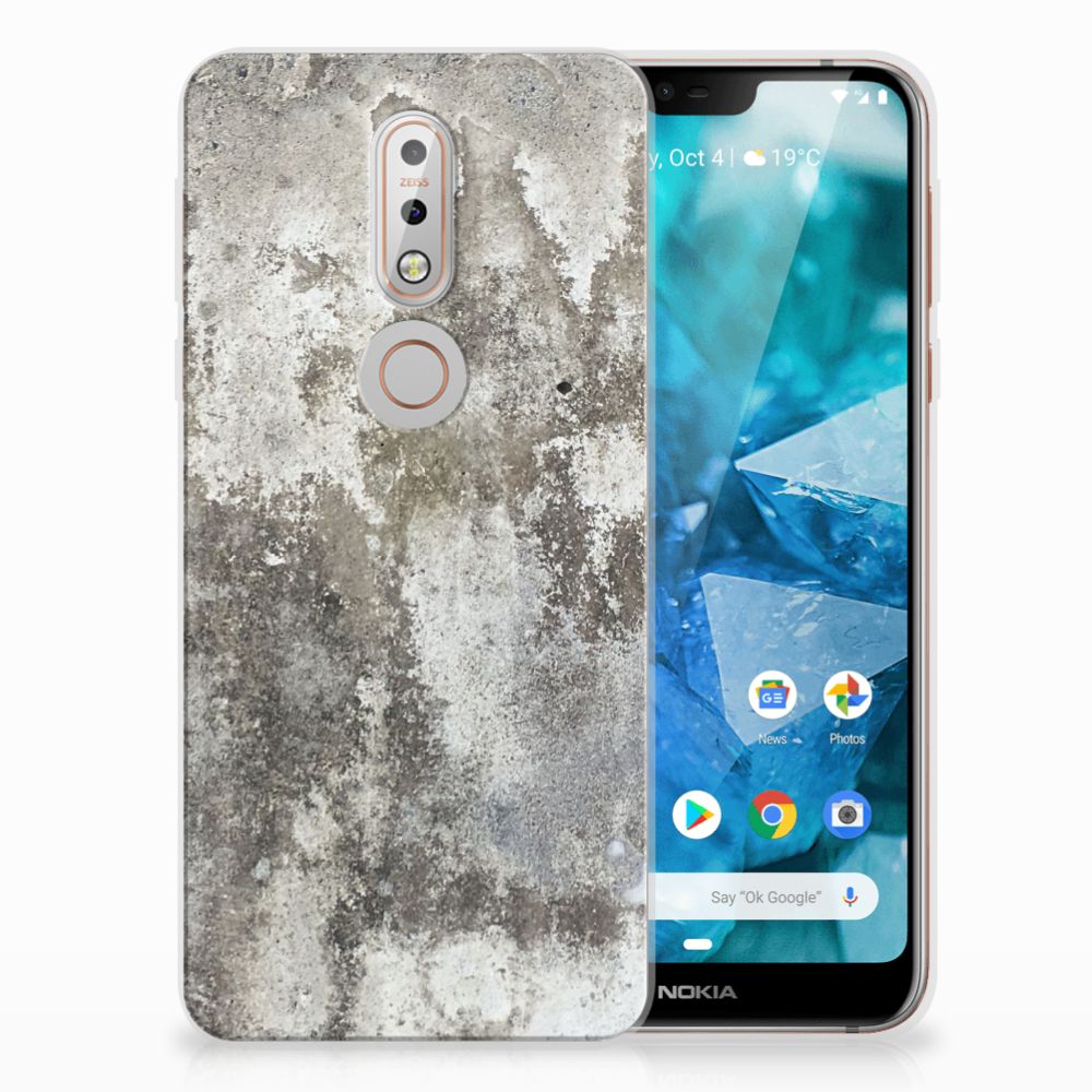 Nokia 7.1 TPU Siliconen Hoesje Beton Print