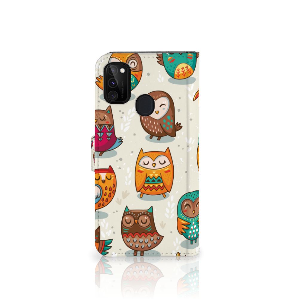 Samsung Galaxy M21 | M30s Telefoonhoesje met Pasjes Vrolijke Uilen