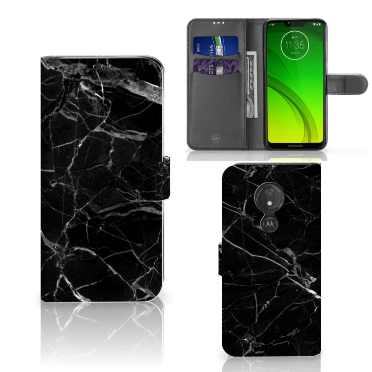 Motorola Moto G7 Power Bookcase Marmer Zwart - Origineel Cadeau Vader