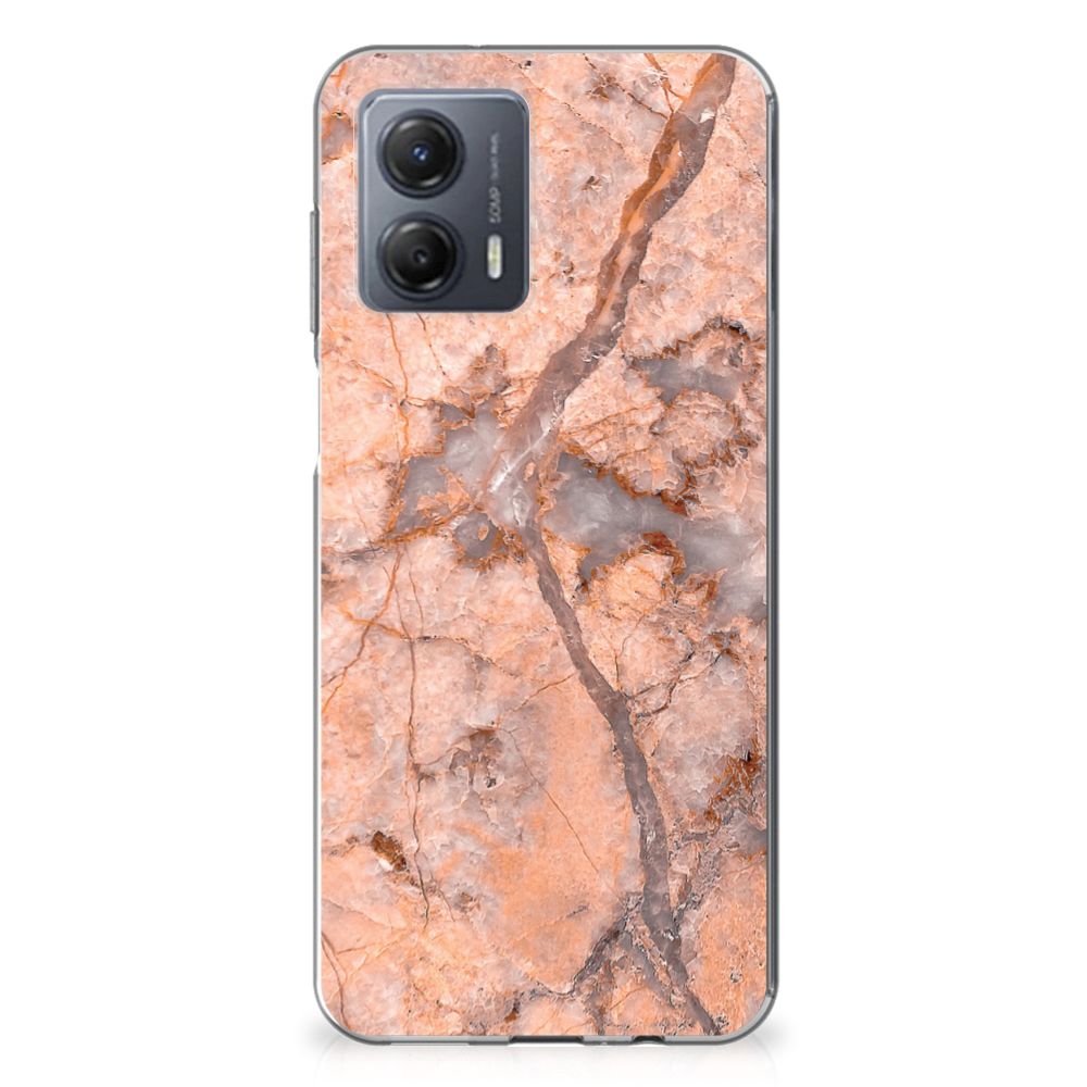 Motorola Moto G53 TPU Siliconen Hoesje Marmer Oranje