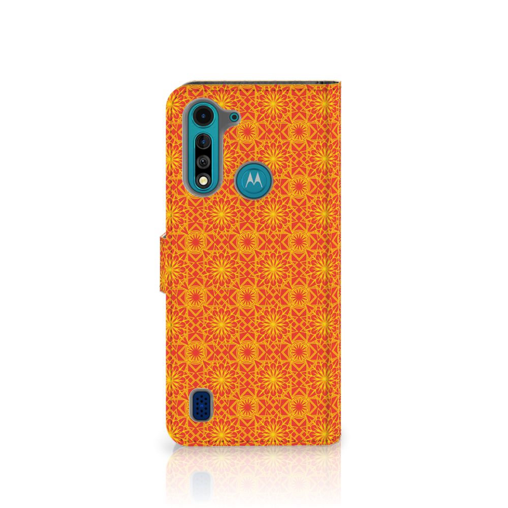 Motorola G8 Power Lite Telefoon Hoesje Batik Oranje