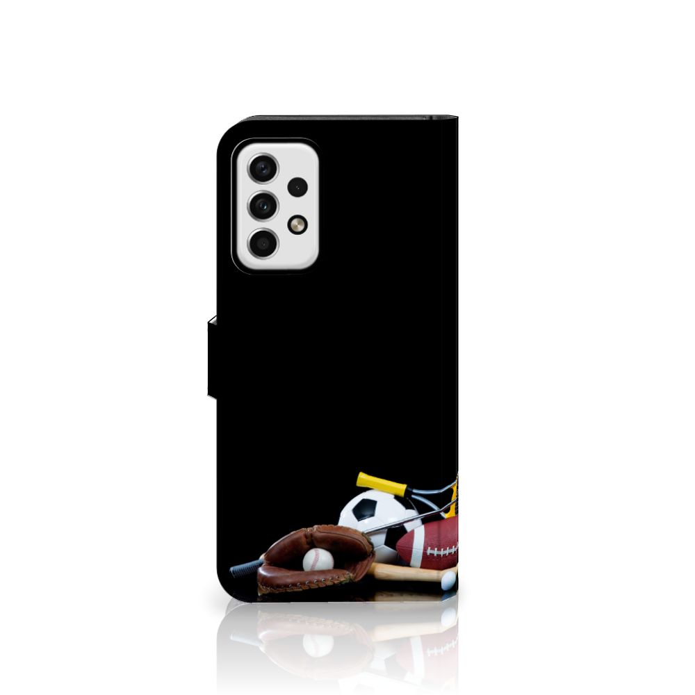 Samsung Galaxy A23 Wallet Case met Pasjes Sports met sportafbeeldingen en multifunctionele houders.
