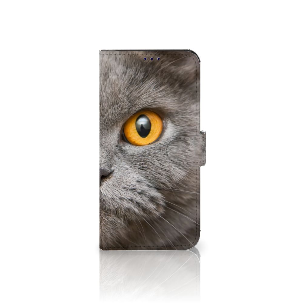 Telefoonhoesje met Pasjes OnePlus Nord CE 2 Britse Korthaar met een indrukwekkende kattenoog afbeelding.