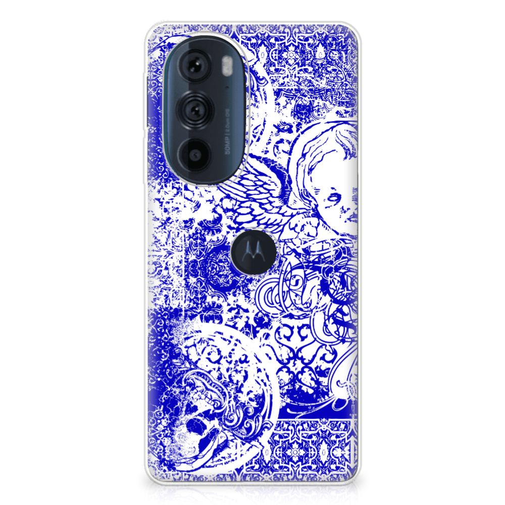 Silicone Back Case Motorola Edge 30 Pro Angel Skull Blauw B2C Telecom