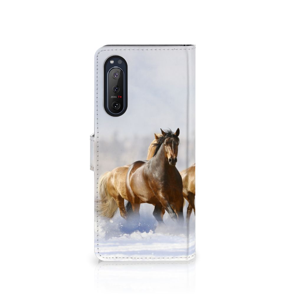 Sony Xperia 5II Telefoonhoesje met Pasjes Paarden