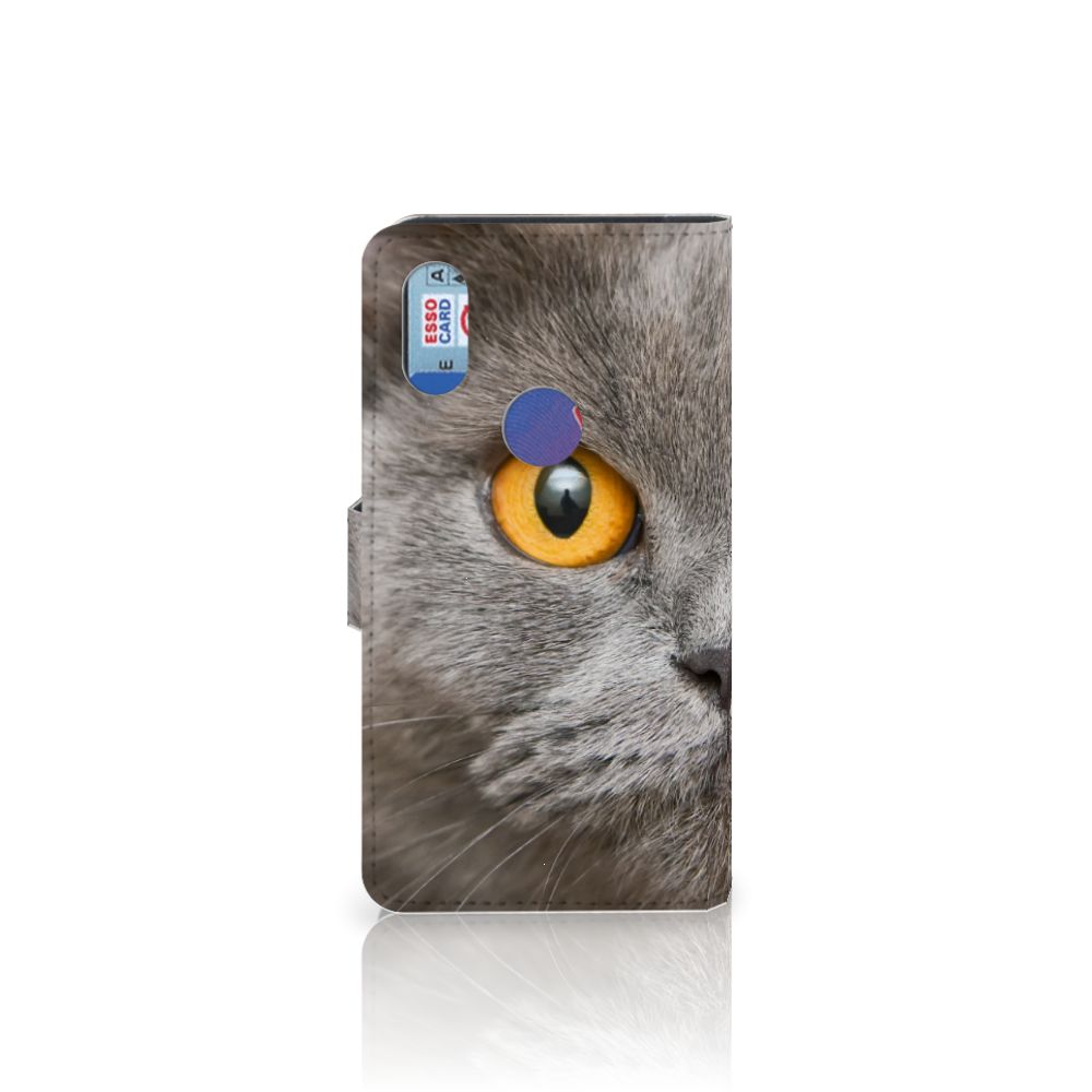 Telefoonhoesje met Pasjes Xiaomi Mi Mix 2s Britse Korthaar met indrukwekkend kattenoog ontwerp.