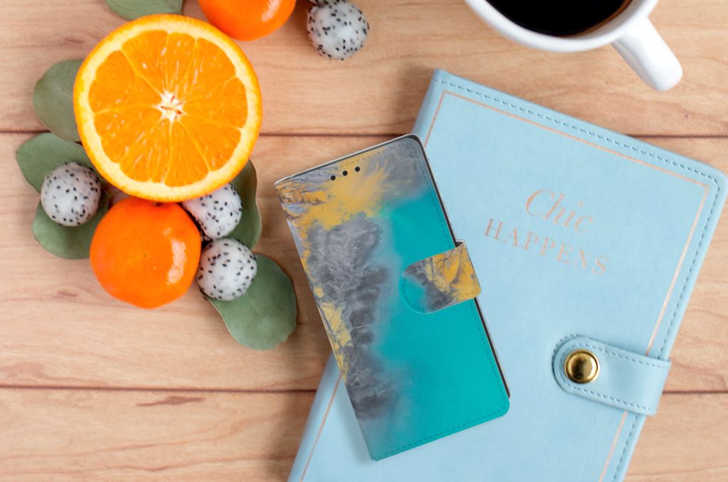 Sony Xperia XA1 Bookcase Marble Blue Gold