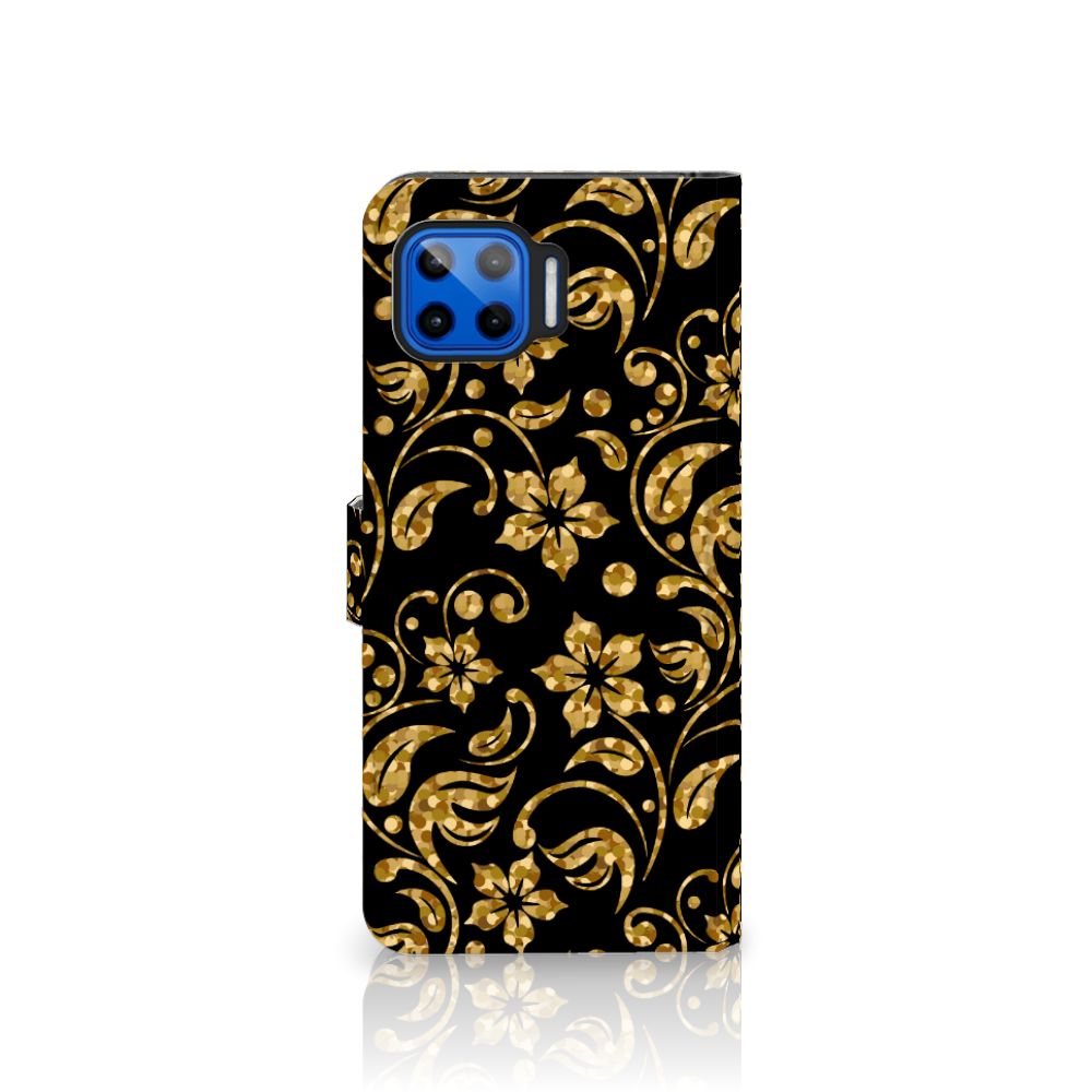 Motorola Moto G 5G Plus Hoesje Gouden Bloemen