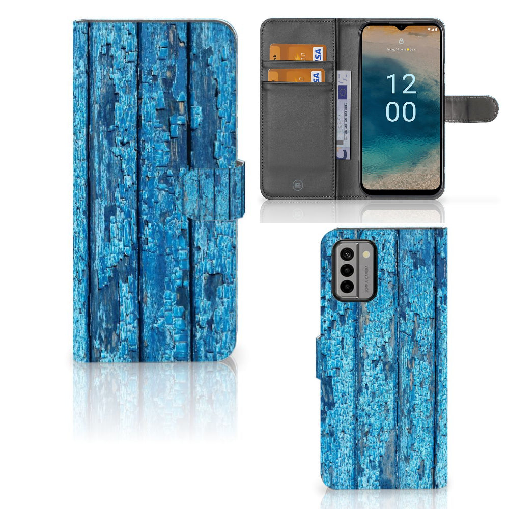 Nokia G22 Book Style Case Wood Blue