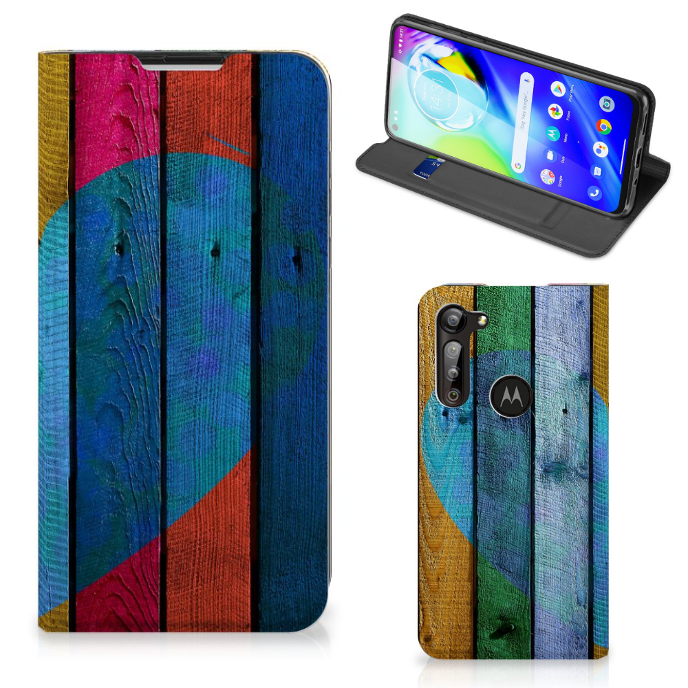Motorola Moto G8 Power Book Wallet Case Wood Heart - Cadeau voor je Vriend - B2C Telecom