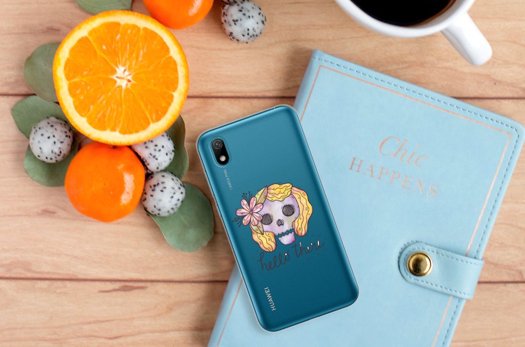 Silicone Back Case Huawei Y5 (2019) Boho Skull