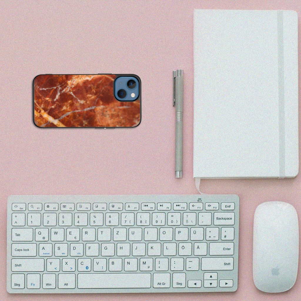 Apple iPhone 13 mini Marmeren Print Telefoonhoesje Marmer Bruin B2C Telecom