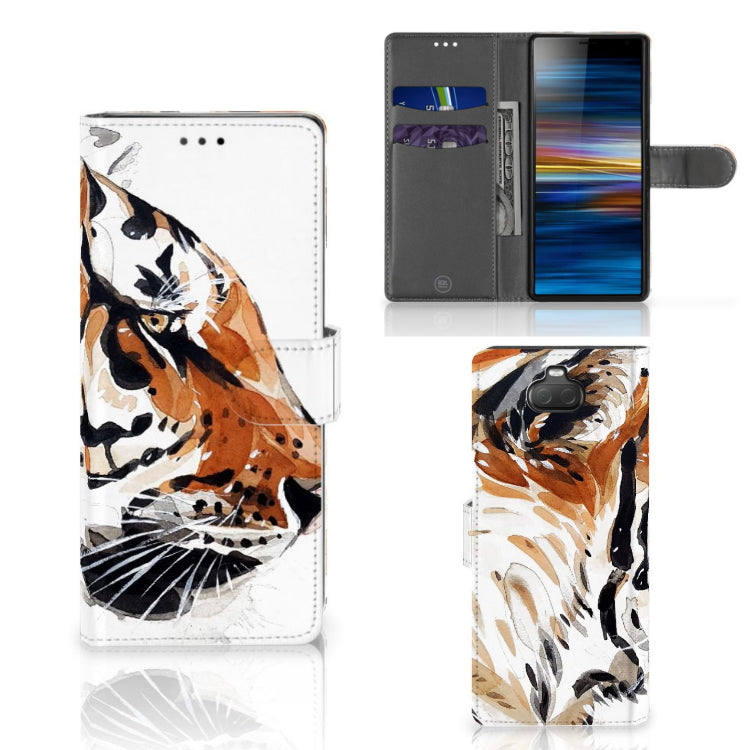 Hoesje Sony Xperia 10 Watercolor Tiger