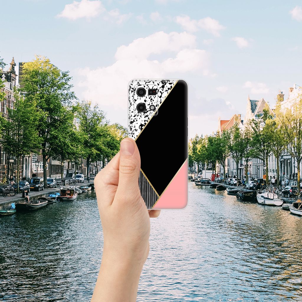 OPPO Reno7 4G TPU Hoesje Zwart Roze Vormen B2C Telecom