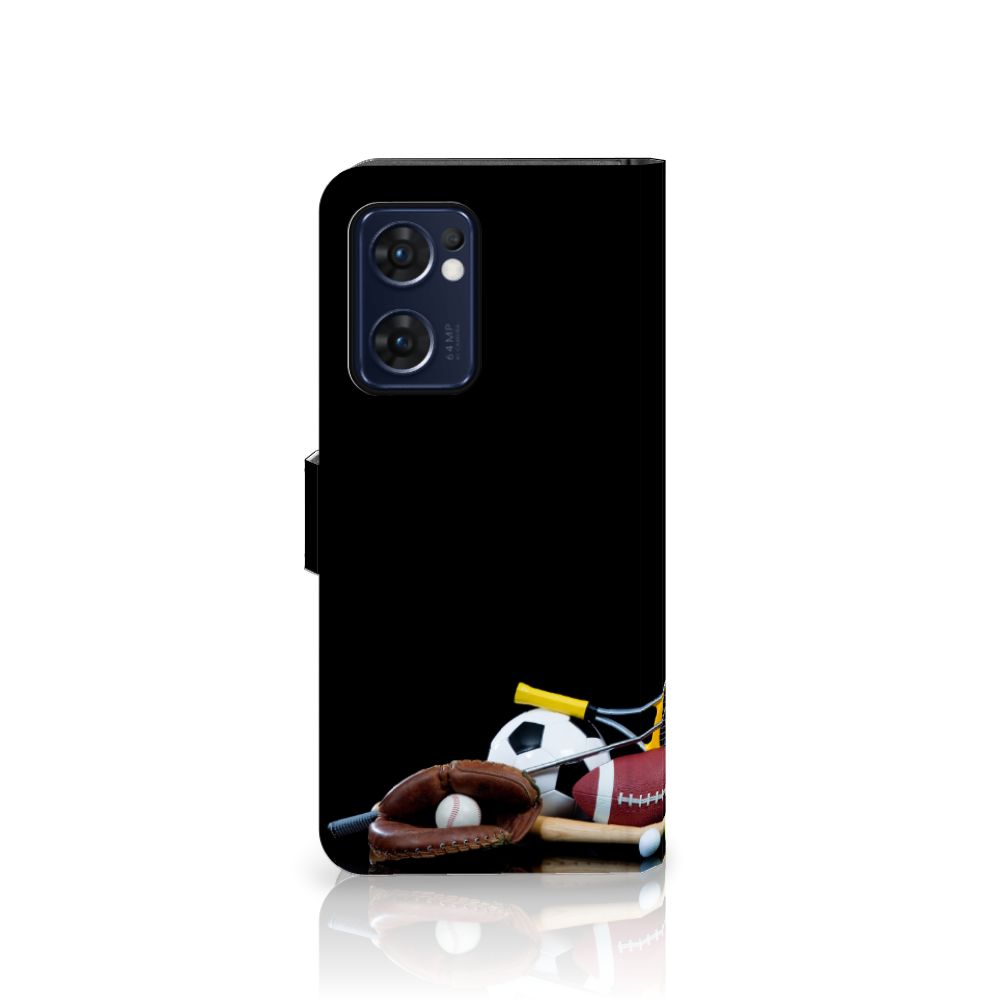 OPPO Find X5 Lite | Reno 7 5G Wallet Case met Pasjes Sports met sportuitrusting en balls.
