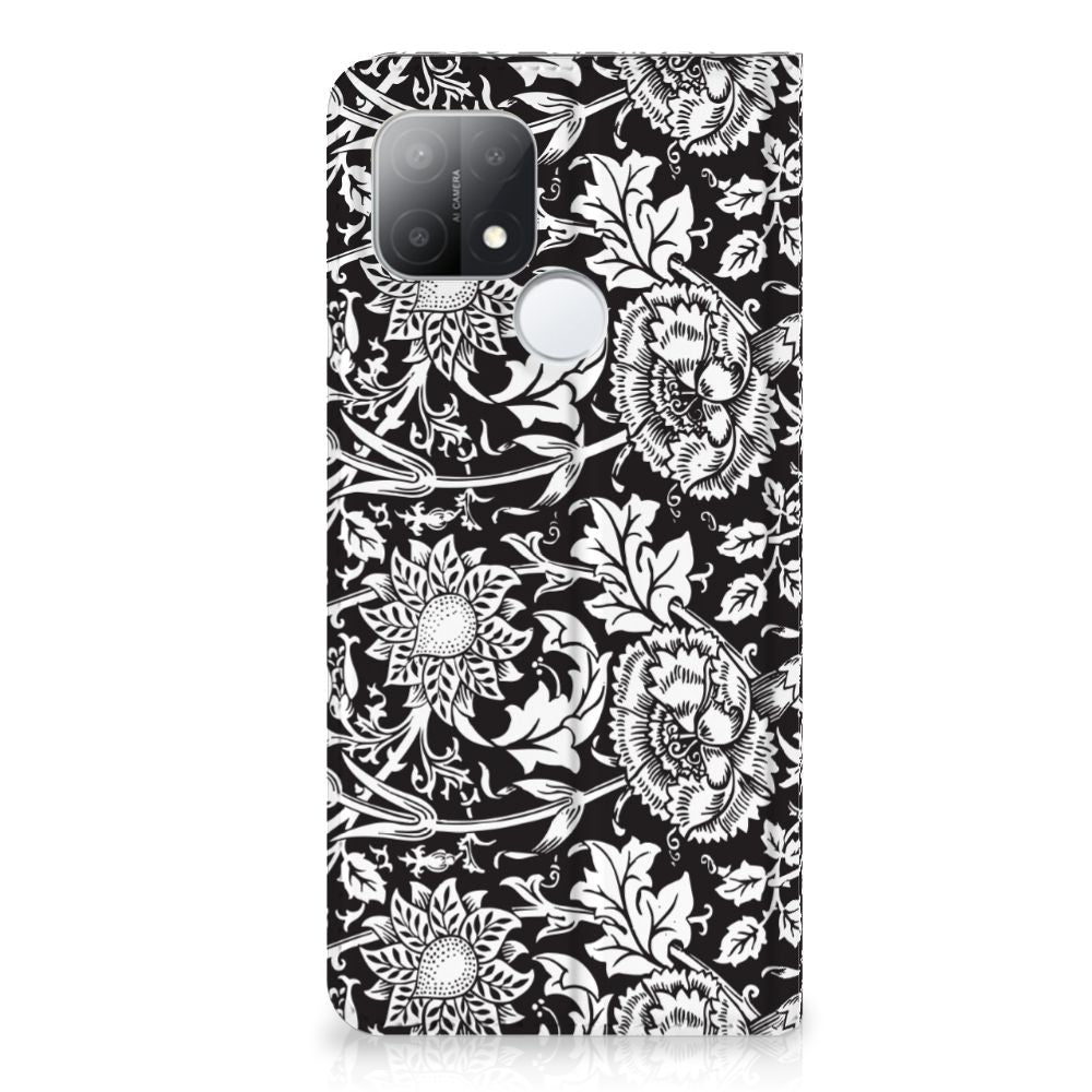 OPPO A15 Smart Cover Black Flowers - B2C Telecom