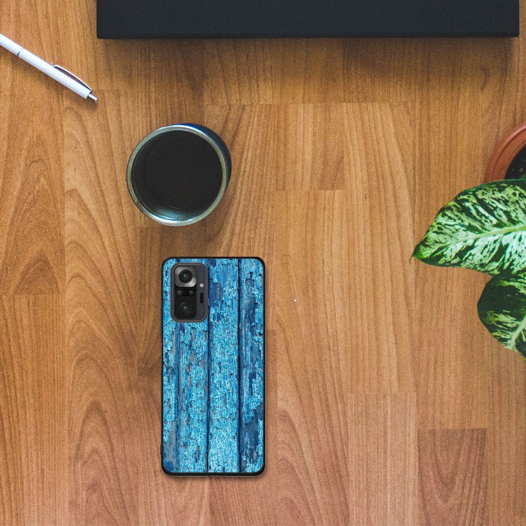 Xiaomi Redmi Note 10 Pro Houten Print Telefoonhoesje Wood Blue B2C Telecom