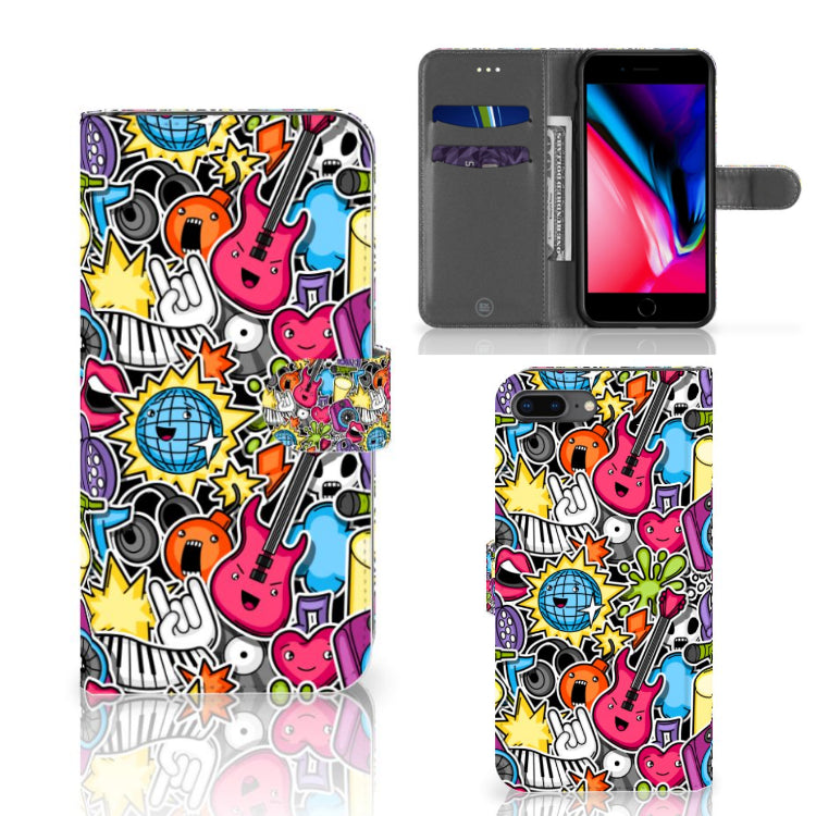 Apple iPhone 7 Plus | 8 Plus Wallet Case met Pasjes Punk Rock