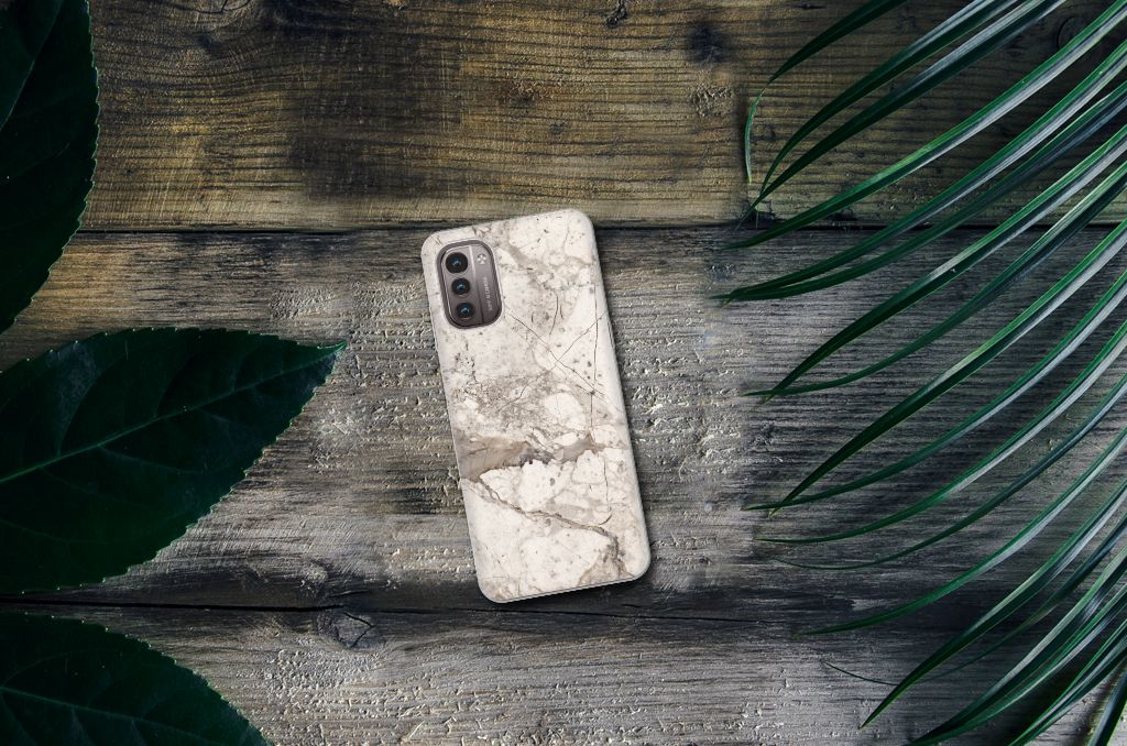 Nokia G21 | G11 TPU Siliconen Hoesje Marmer Beige B2C Telecom