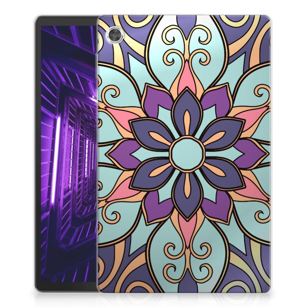 Lenovo Tab M10 Plus Siliconen Hoesje Purple Flower - B2C Telecom