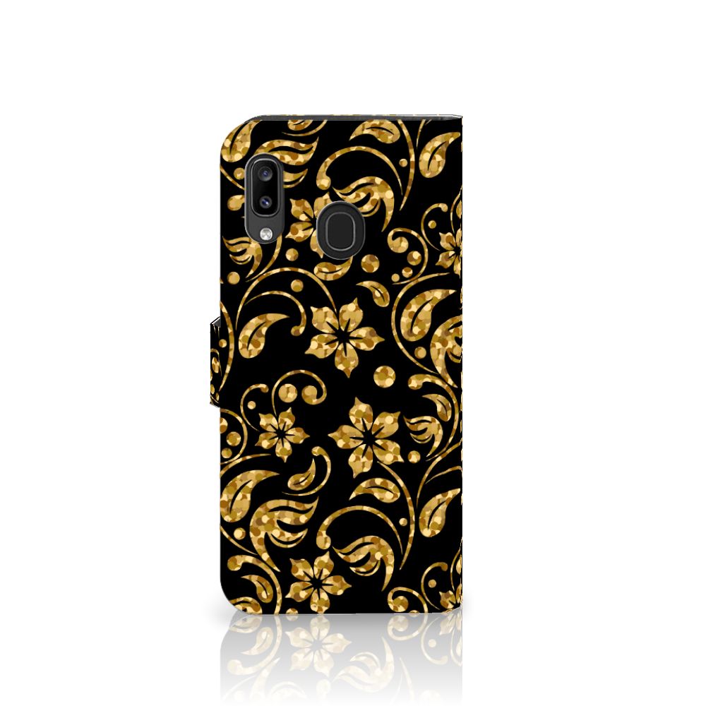 Samsung Galaxy A30 Hoesje Gouden Bloemen