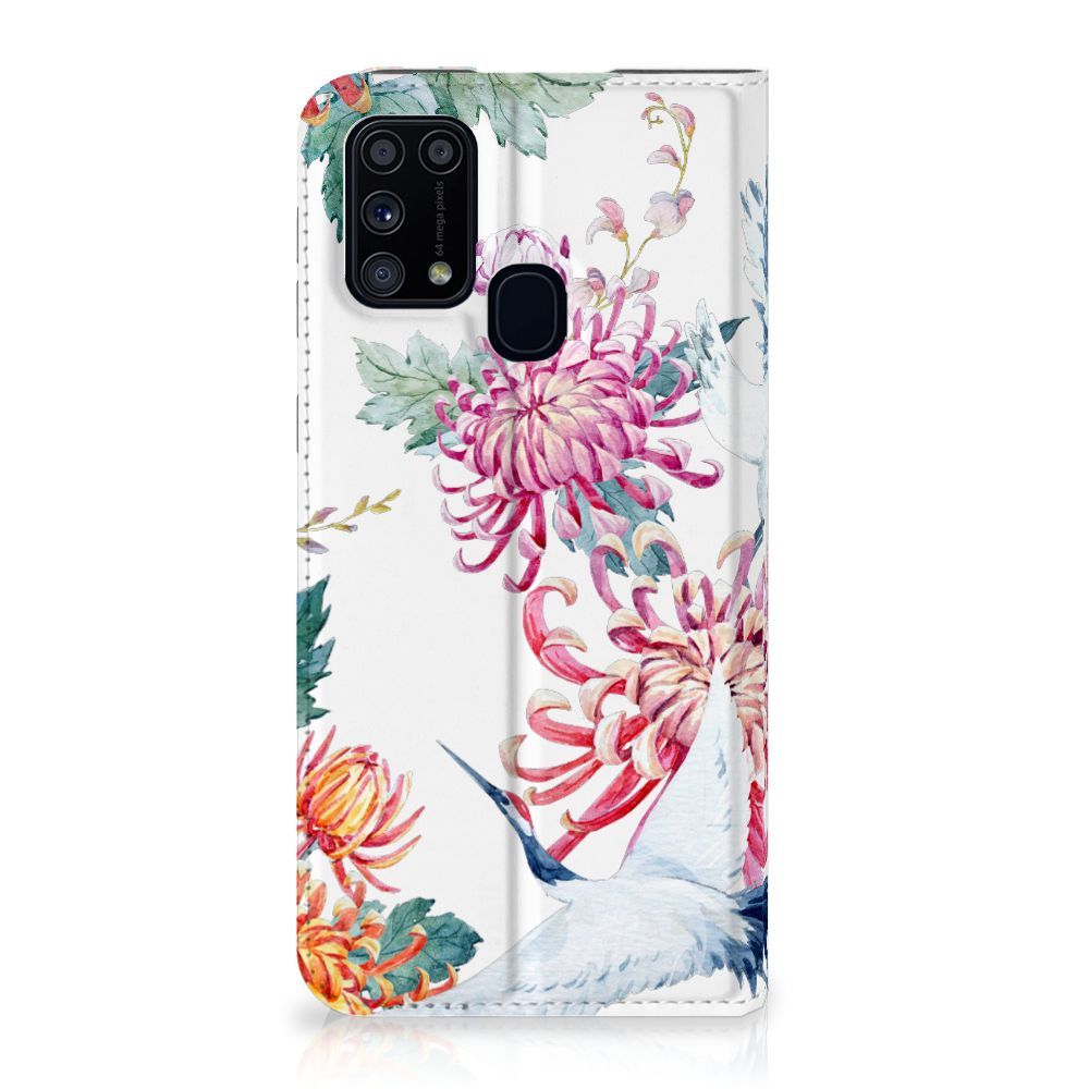 Samsung Galaxy M31 Hoesje maken Bird Flowers - B2C Telecom